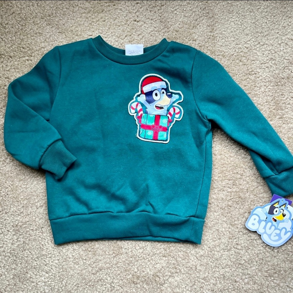 Toddler Bluey Christmas Wishlist Sweatshirt 3T NWT